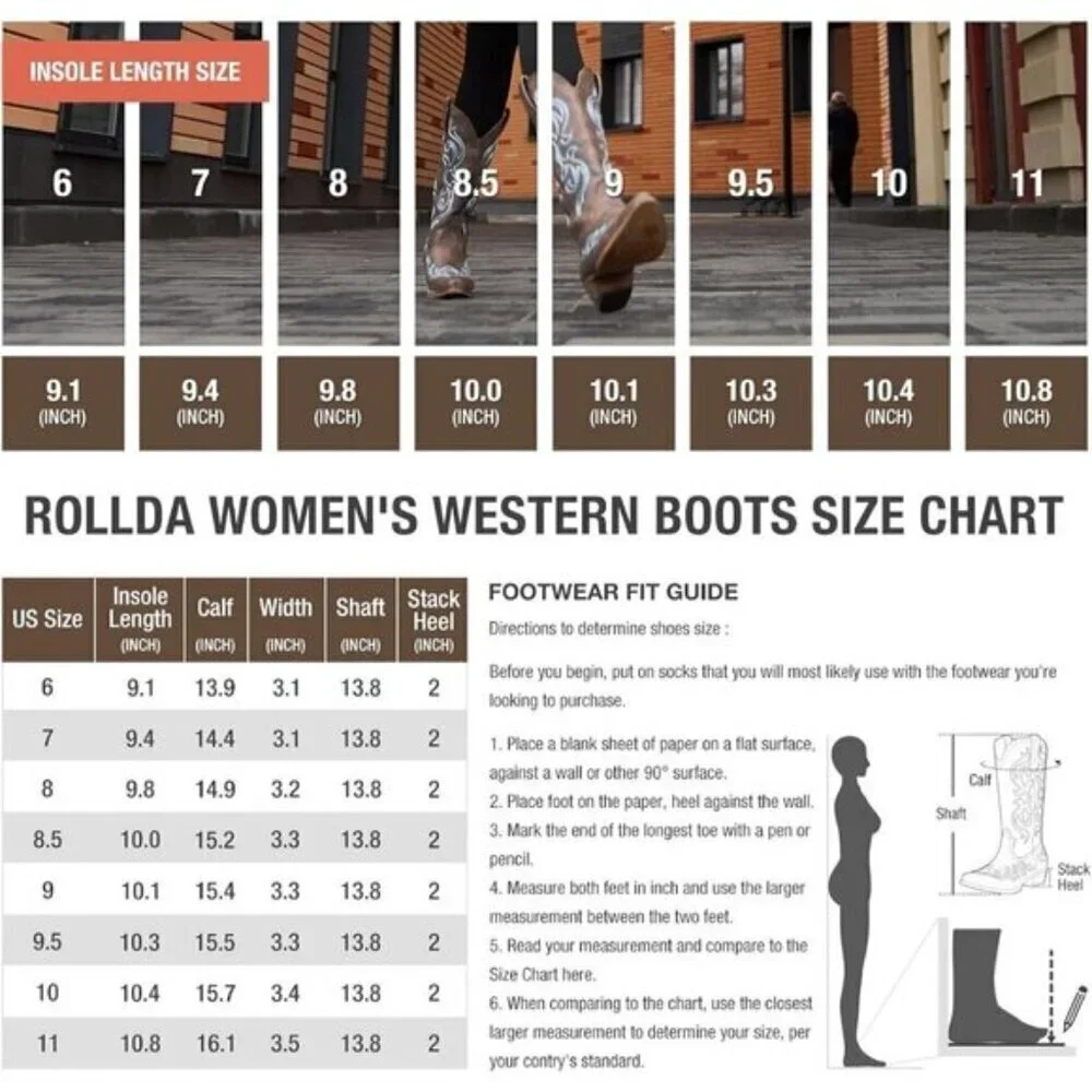 ⭐ HISEA Rollda Women's Cowboy Boots | Snip Toe Western Cowgirl Boots